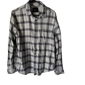 Rails Shirt‎ Mens Medium Gray Plaid Lennox Metallic Storm Heather Button Flannel
